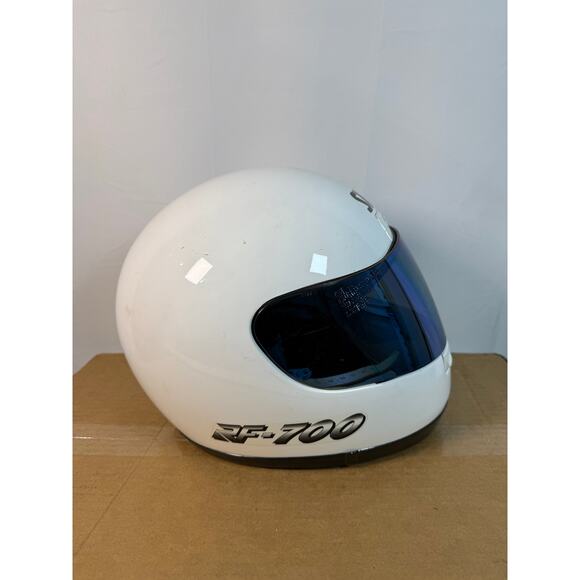 Shoei RF-700 Full Face Motorcycle Helmet White Blue Mirrored Visor DOT SNELL - Picture 1 of 8